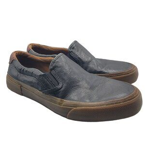 Frye Ludlow Bal Mens 7.5 Black Brown Sneaker Shoes Slip On Walking Casual